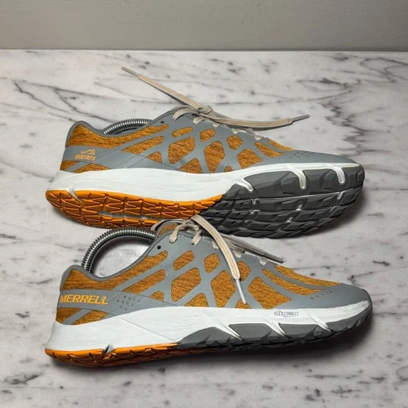 Merrell Barefoot Size 8.5 Bare Access Flex 2 Shoes Orange & Grey Hiking Sneakers - Picture 4 of 11